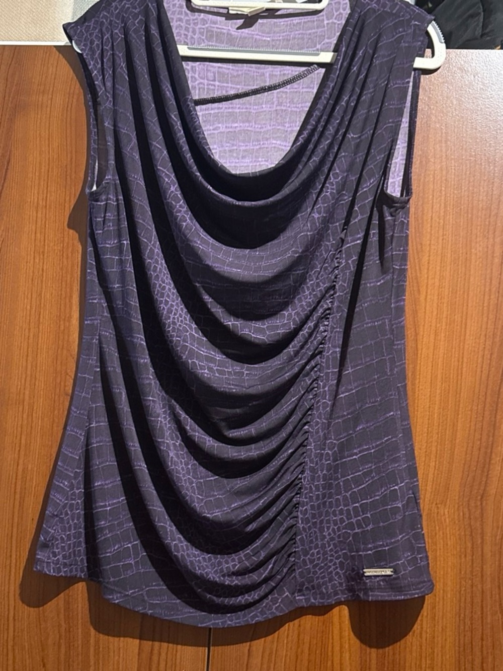 Michael Kors Purple Draped Cowl Neck Tank